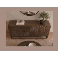 Buffet ZENWOOD 160cm en bois de manguier foncé vu de haut