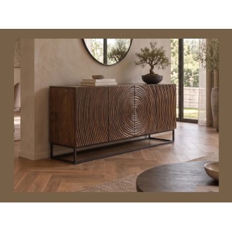 Buffet ZENWOOD 160cm en bois de manguier foncé mis en situation