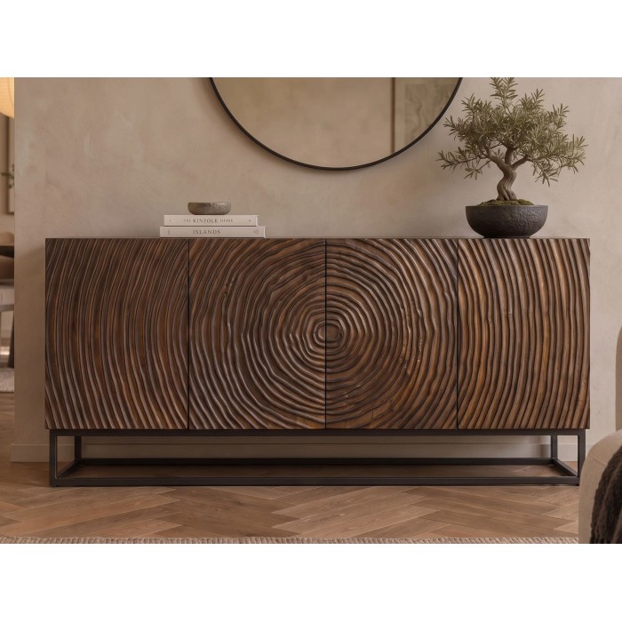 Buffet ZENWOOD 160cm en bois de manguier foncé vu de face