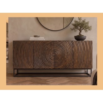 Buffet ZENWOOD 160cm en bois de manguier foncé vu de face