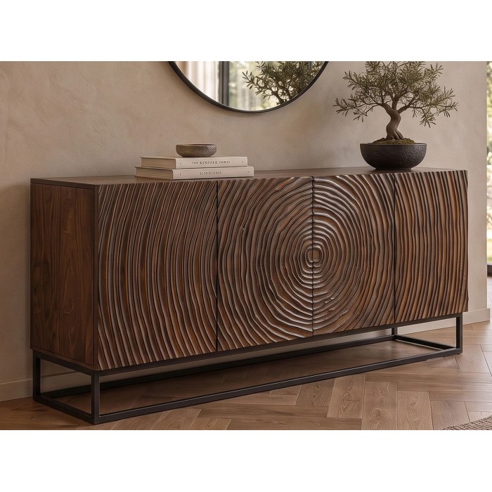 Zoom sur le buffet ZENWOOD 160cm en bois de manguier foncé