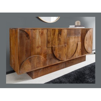 Buffet ORINO 170cm en bois de manguier marron foncé vu de côté