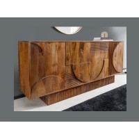 Buffet ORINO 170cm en bois de manguier marron foncé vu de côté