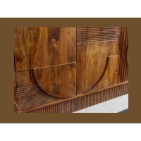 Zoom sur la façade du buffet ORINO 170cm en bois de manguier marron foncé