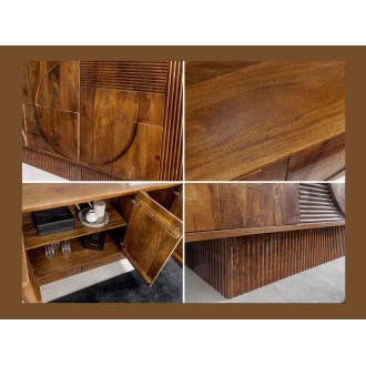 Zoom sur les détails du buffet ORINO 170cm en bois de manguier marron foncé