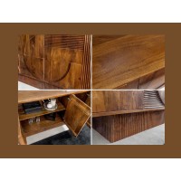 Zoom sur les détails du buffet ORINO 170cm en bois de manguier marron foncé