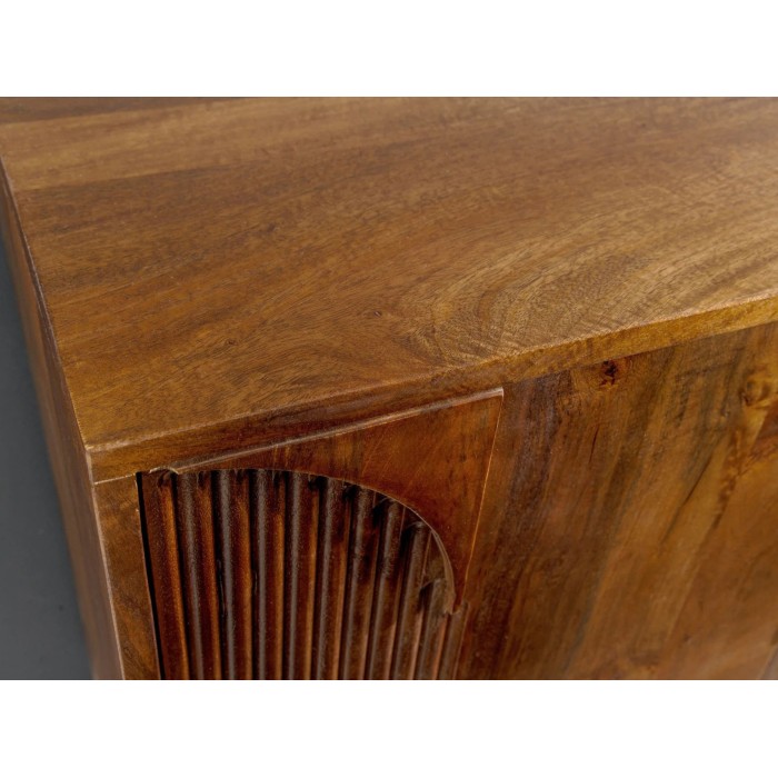 Zoom sur le plateau du buffet ORINO 170cm en bois de manguier marron foncé