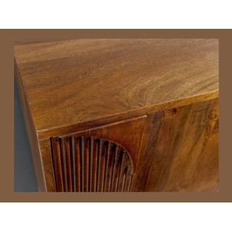 Zoom sur le plateau du buffet ORINO 170cm en bois de manguier marron foncé