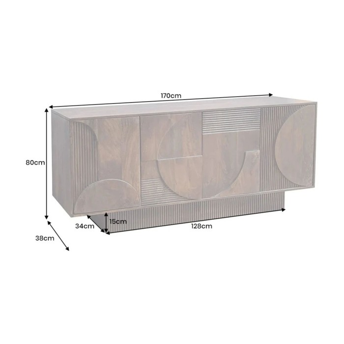 Buffet ORINO 170cm en bois de manguier marron foncé dimensions