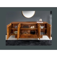 Buffet ORINO 170cm en bois de manguier marron foncé ouvert