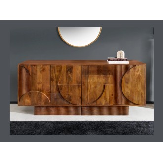 Buffet ORINO 170cm en bois de manguier marron foncé mis en situation