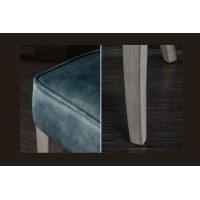 Lot de 2 chaises REGINA bleu grisé en velours capitonné – Anneau argenté et pieds en bois clair