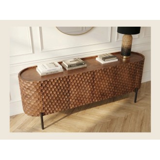 Buffet - meuble TV NOARA 160cm en bois de manguier vu de côté et de haut