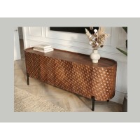 Buffet - meuble TV NOARA 160cm en bois de manguier vu de haut et de côté