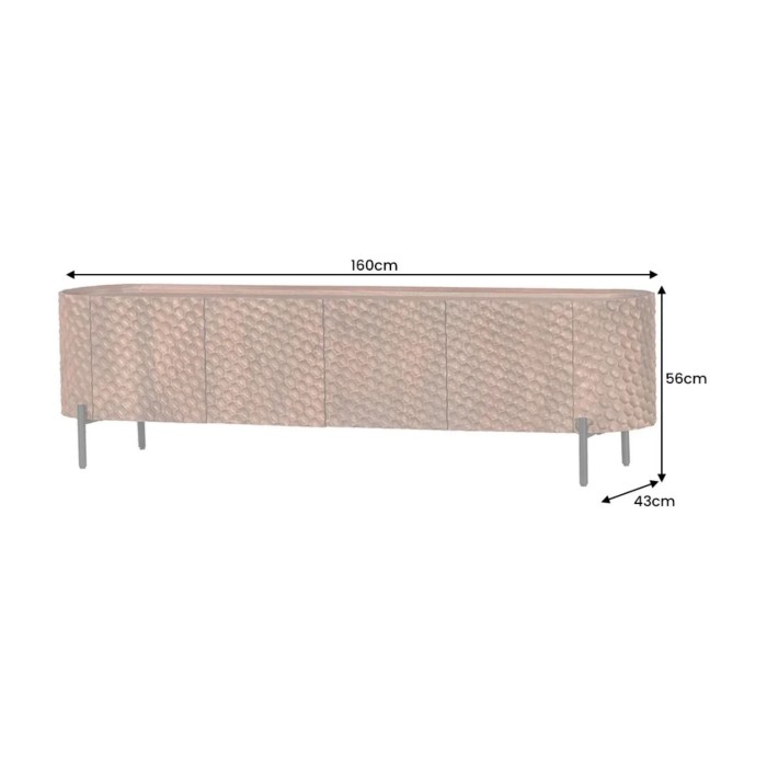 Buffet - meuble TV NOARA 160cm en bois de manguier dimensions