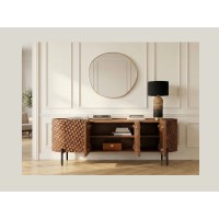Buffet - meuble TV NOARA 160cm en bois de manguier ouvert
