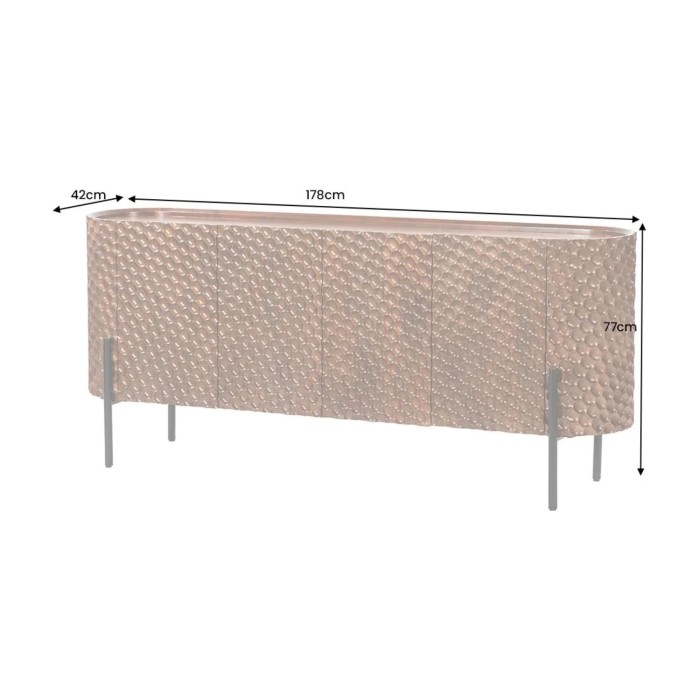 Buffet NOARA 178 cm en bois de manguier marron – 4 portes aux façades sculptées en alvéoles