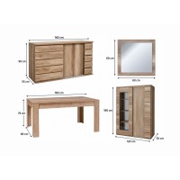 copy of Sala da pranzo completa MALMO con tavolo allungabile e vetrina LED - Rovere chiaro e bianco