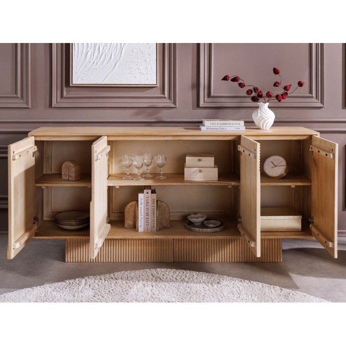 Buffet ORINO 170cm en bois de manguier ouvert