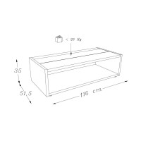Table basse DANN noir avec bande blanche brillante - 116 x 51 x 34 cm