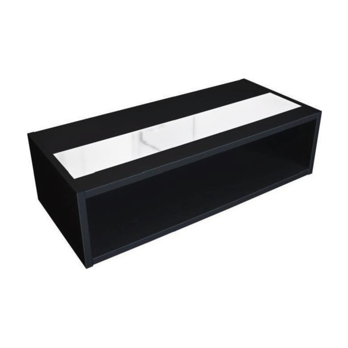 Table basse DANN noir avec bande blanche brillante - 116 x 51 x 34 cm