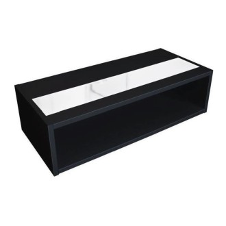 Table basse DANN noir avec bande blanche brillante - 116 x 51 x 34 cm