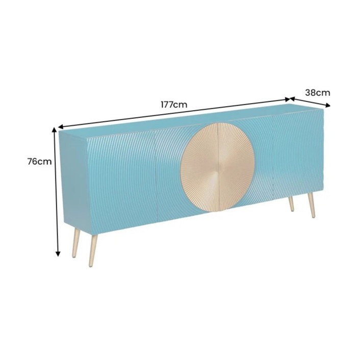 Buffet MIDORI bleu et doré dimensions