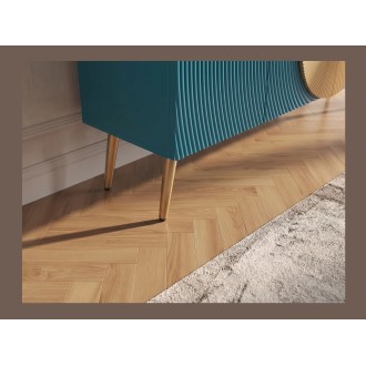Zoom sur les pieds du buffet MIDORI bleu et doré