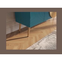Zoom sur les pieds du buffet MIDORI bleu et doré