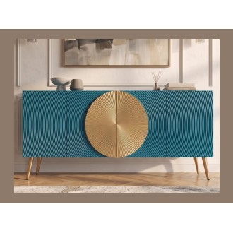 Buffet MIDORI bleu et doré vu de face