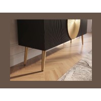 Zoom sur les pieds du buffet MIDORI noir et doré