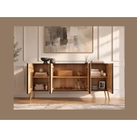 Buffet MIDORI noir et doré ouvert complètement