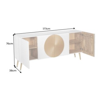 Buffet MIDORI blanc et doré dimensions