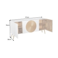 Buffet MIDORI blanc et doré dimensions
