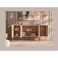 Buffet MIDORI blanc et doré ouvert complètement
