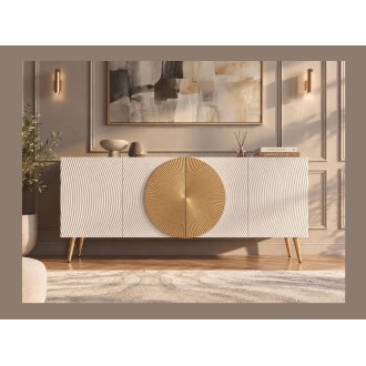 Buffet MIDORI blanc et doré mis en situation