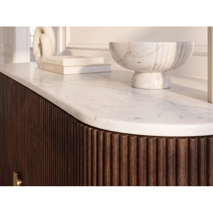 Zoom sur la tranche du plateau du buffet ORION 120cm