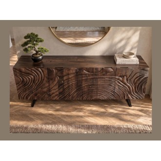 Buffet GAÏA 177cm en manguier foncé vu légèrement de haut