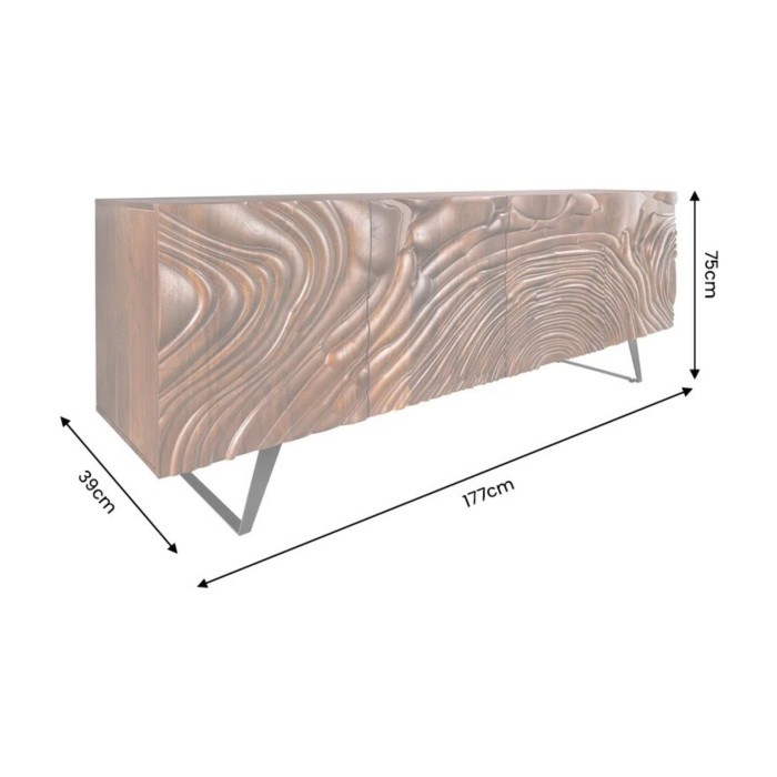 Buffet GAÏA 177cm en manguier foncé dimensions
