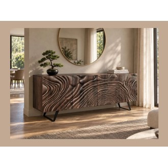 Buffet GAÏA 177cm en manguier foncé mis en situation