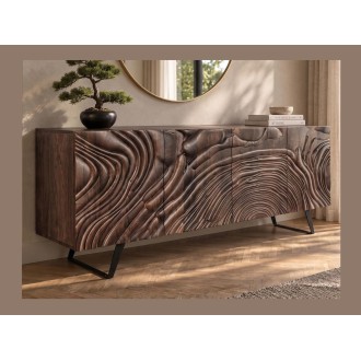 Buffet GAÏA 177cm en manguier foncé vu de côté