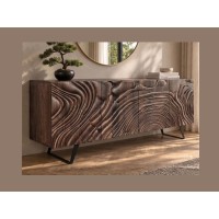 Buffet GAÏA 177cm en manguier foncé vu de côté