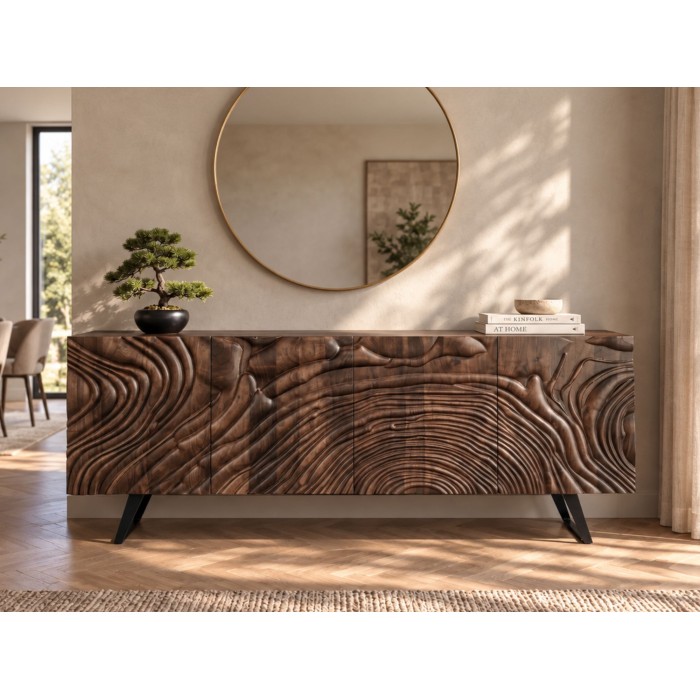 Buffet GAÏA 177cm en manguier foncé vu de face