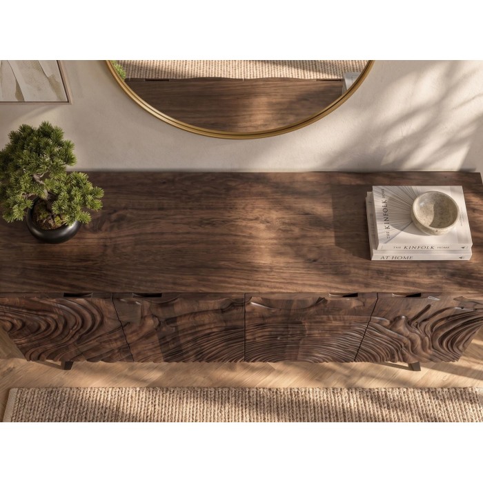 Buffet GAÏA 177cm en manguier foncé vu de haut