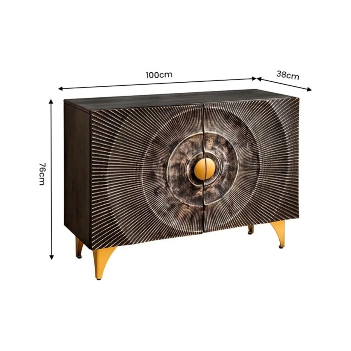 Buffet SOLARIS 100cm noir et doré dimensions