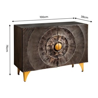 Buffet SOLARIS 100cm noir et doré dimensions
