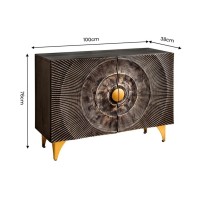 Buffet SOLARIS 100cm noir et doré dimensions