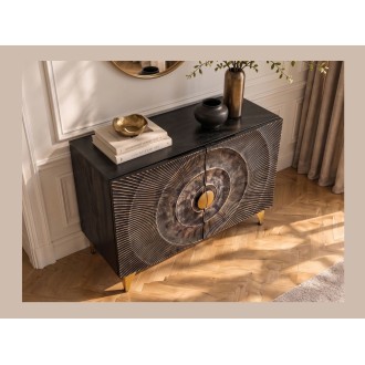 Buffet SOLARIS 100cm noir et doré vu de côté de haut