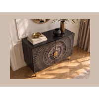 Buffet SOLARIS 100cm noir et doré vu de côté de haut