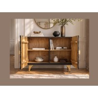 Buffet SOLARIS 100cm noir et doré ouvert
